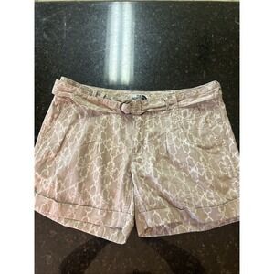 The North Face Women's Belted Shorts Sz 10 Printed Aztec Cuffed VTG Beige‎ White